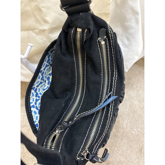 Fossil Black Canvas & Faux Leather Shoulder Bag With Adjustable Strap - Picture 6 of 16